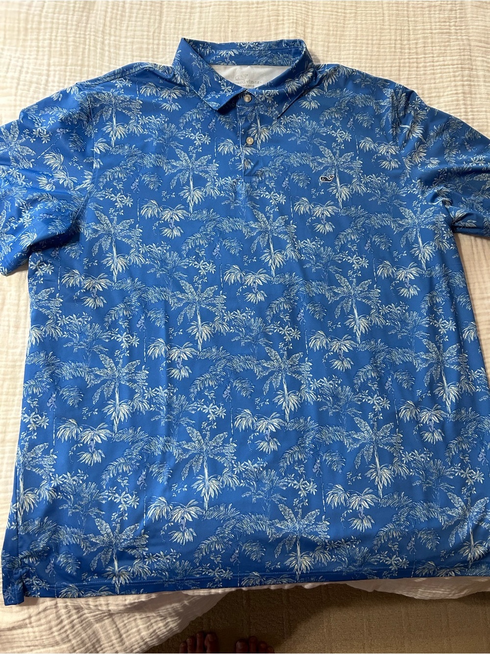 Vineyard Vines Performance Polo Shirt Mens XXL Blue Golf Tropical Palm Trees